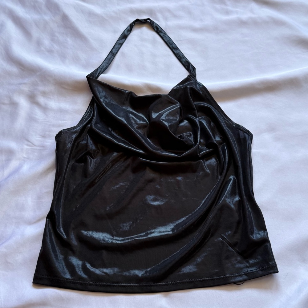 Sincerely Jules Black Shear Fitted Halter Tank Top size small great condition